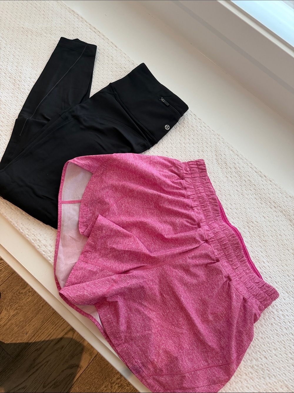 Lululemon pink shorts and fleece lined leggings bundle.